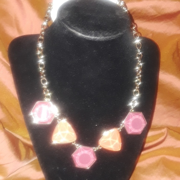 * Color Adjustable Necklace Chunky Coral Pink gold - Picture 2 of 8